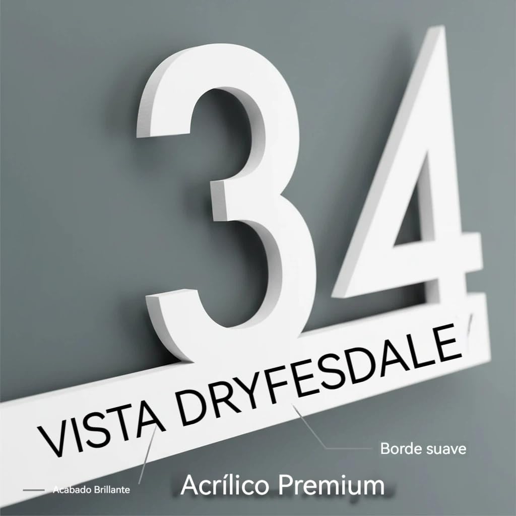 Números para Casa Exterior Personalizado - Letrero de Puerta de Acrílico Grabado en 3D Personalizado, 5 Tamaños y 3 Opciones de Color para Placa de Número de Casa y Dirección(Negro)
