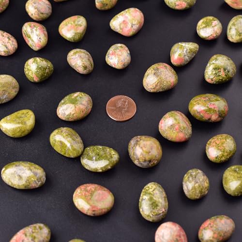 Image of Unakite Healing Crystal Stone Set - 24 Pieces, 0.6 inch Natural & Polished Stones for Healing, Meditation, Reiki, Chakra, Crafting & Decoration