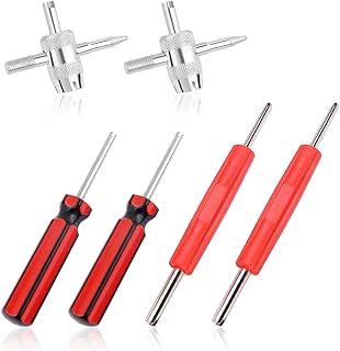 SSNNUU 6PCS Valve Core Removal Tool Kit Quick Remover,Include Heavy Duty 4-Way Tire Valve Stem Core Remover&Single/Double Valve Core Remover,Universal Tire Repair Tool