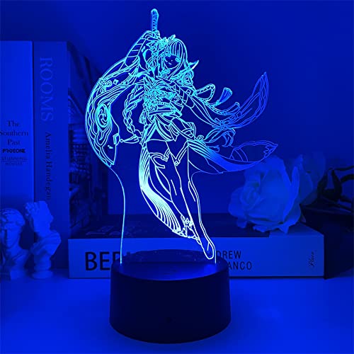 BUOE - Genshin Impact Raiden Shogun - Lampe LED - Pour chambre d'enfant, décoration, cadeau d'anniversaire, veilleuse, télécommande pour les personnages de jeu