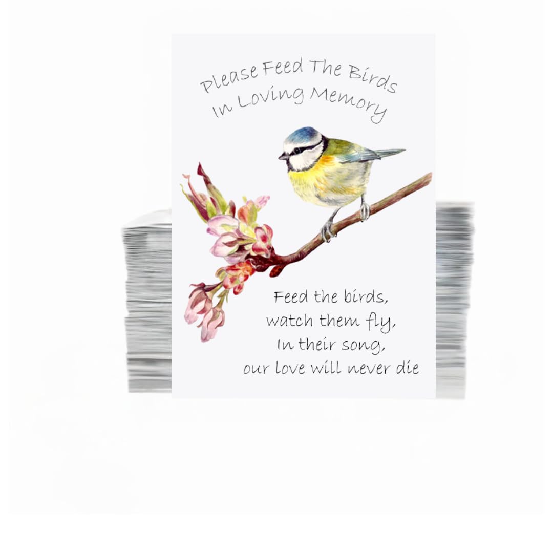 25 Funeral Memorial Bird Seed Packets NO SEEDS | Feed the Birds in Memory of Your Loved One | Funeral Favours for Guests Funeral Decorations | Add Own Personalised Details