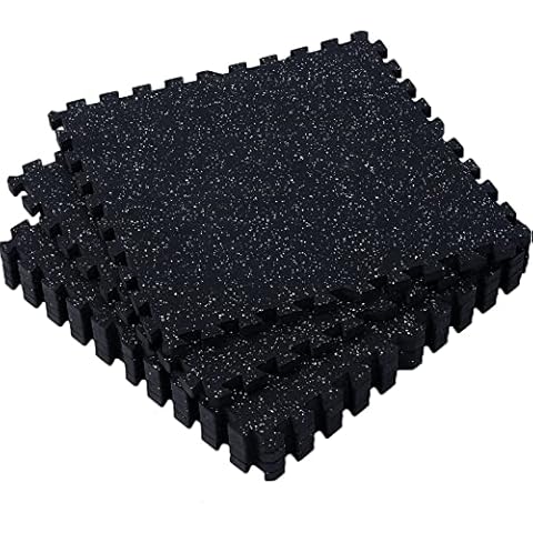 SUPERJARE 0.79 Inch Gym Flooring for Home Gym, 6 Tiles Exercise Equipment Mats with Rubber Top, Interlocking Rubber Floor Tiles for Home Gym and Fitness Room, Protective Flooring Mat Cover