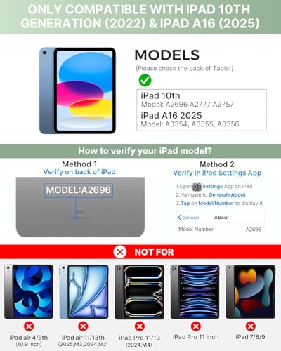 Image of typecase Folio Keyboard Case for iPad A16 (11th) & iPad 10th Gen 10.9 inch (2022), Magnetic Wireless Detachable Keyboard, 7-Color Premium Backlight, Thin & Light, Pencil Holder-Matcha Green