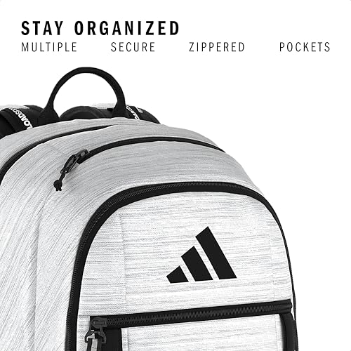 Image of adidas Excel 6 Backpack, Twill White /Black /7.5, One Size, Excel 6 School Backpack - Bookbag for Laptop Work Travel, 34l
