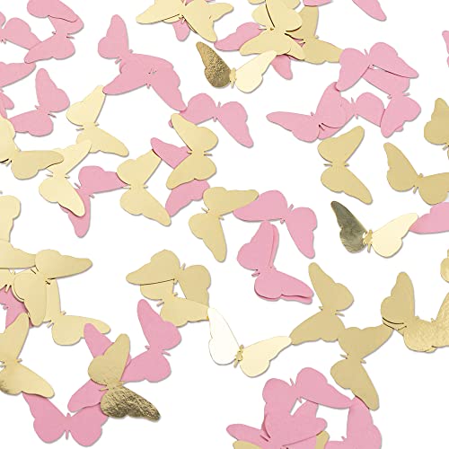 Image of 300PC Pink Gold Butterfly Confetti Butterfly Baby Shower Decorations Spring Wedding Bridal Shower Birthday Table Decor