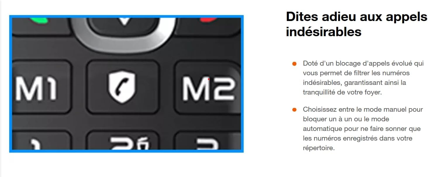 Alcatel F685 Handset M1, M2, and Call Block Buttons