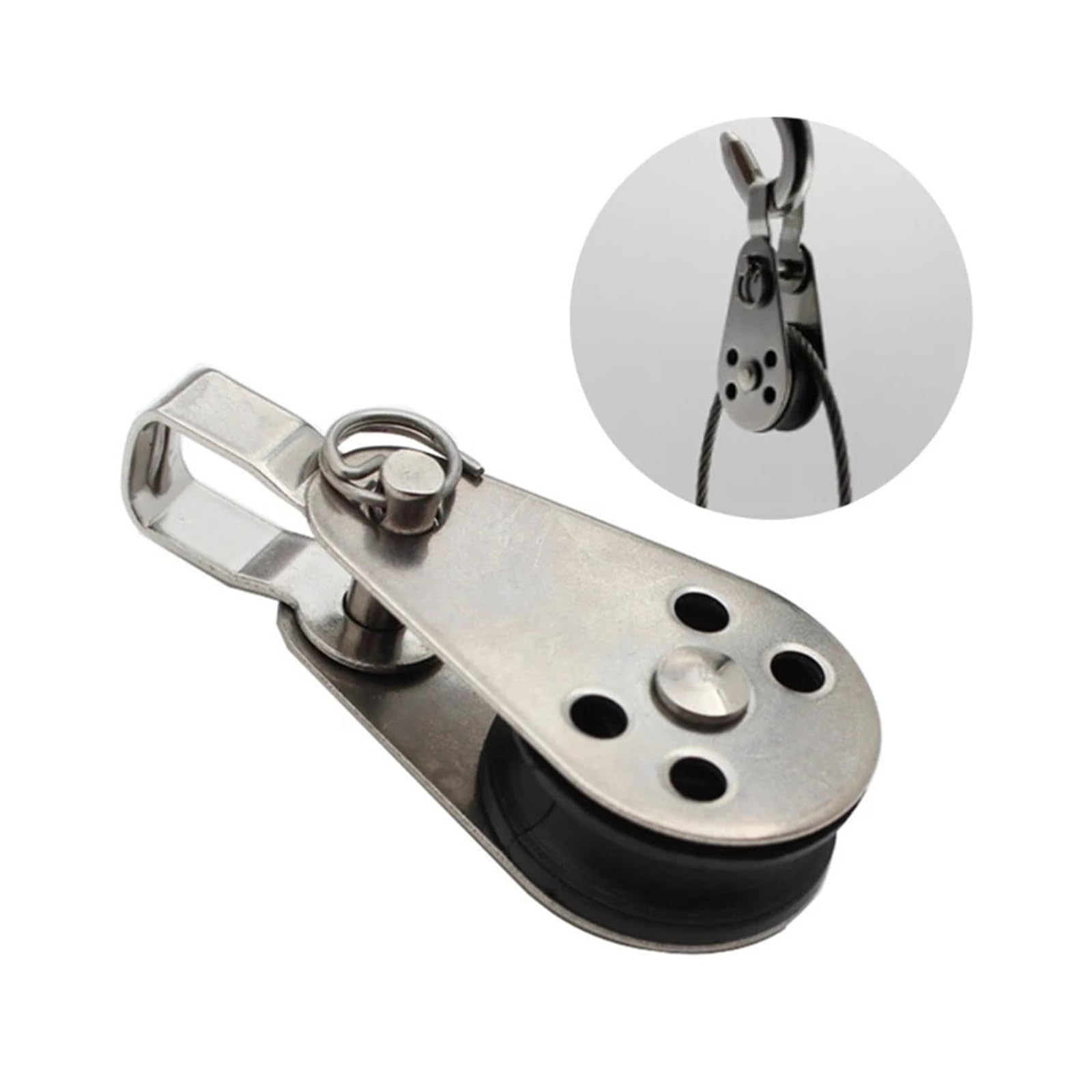 Carrucola Singola Fune per puleggia 1 PCS in Acciaio Inox 316 Girevole Occhio Fune Blocco Puleggia Singola Ruota Singola Nylon Puleggia Puleggia Durevole