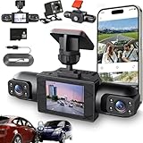 Full View Car Dashcam System, Wireless Dash Cam Front and Rear, Rechargeable 360° Four-Record Monitoring Driving Recorder, HD 1080P,Night Vision,Parking Monitor,Loop Recording (+32G*1)