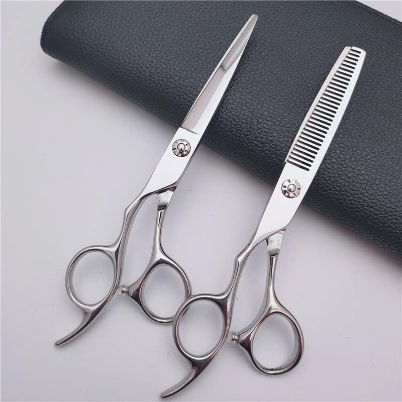 Hair Cutting Scissors, 6 inch Professional 440c Upscal Scissor Silver Barber Haircut thinning Shears Hairdresser Set