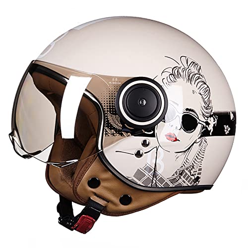 Casco de moto retro JATIBOSH demi-jet en ABS resistente con soporte de lente fijo 2