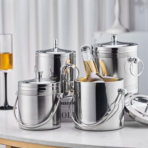 ¡Evita el hielo derretido! Cubitera de doble pared con tapa ideal para botellas de vino 6
