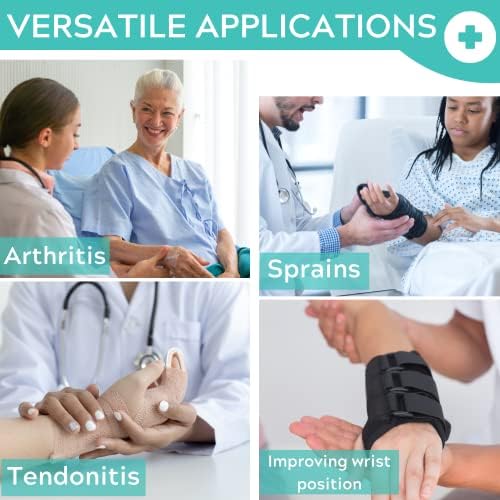 Crethink Wrist Support Splint-Adjustable Universal Right Left Wrist Supports,Wrist Support Brace With 2 Metal Splint For SprainsTendonitis and Arthritis-Black(Right)