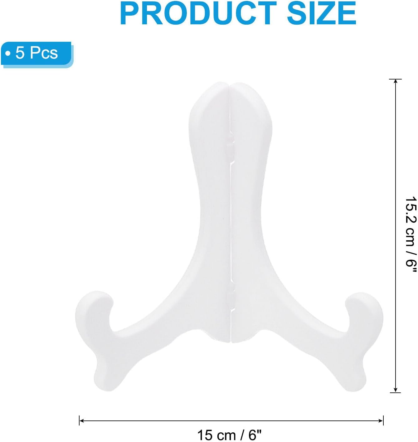 Home and Garden Parts 6 Inch Picture Frame Stand 5 Pcs Plastic Easel Plate Holders White #CN/251024/09798