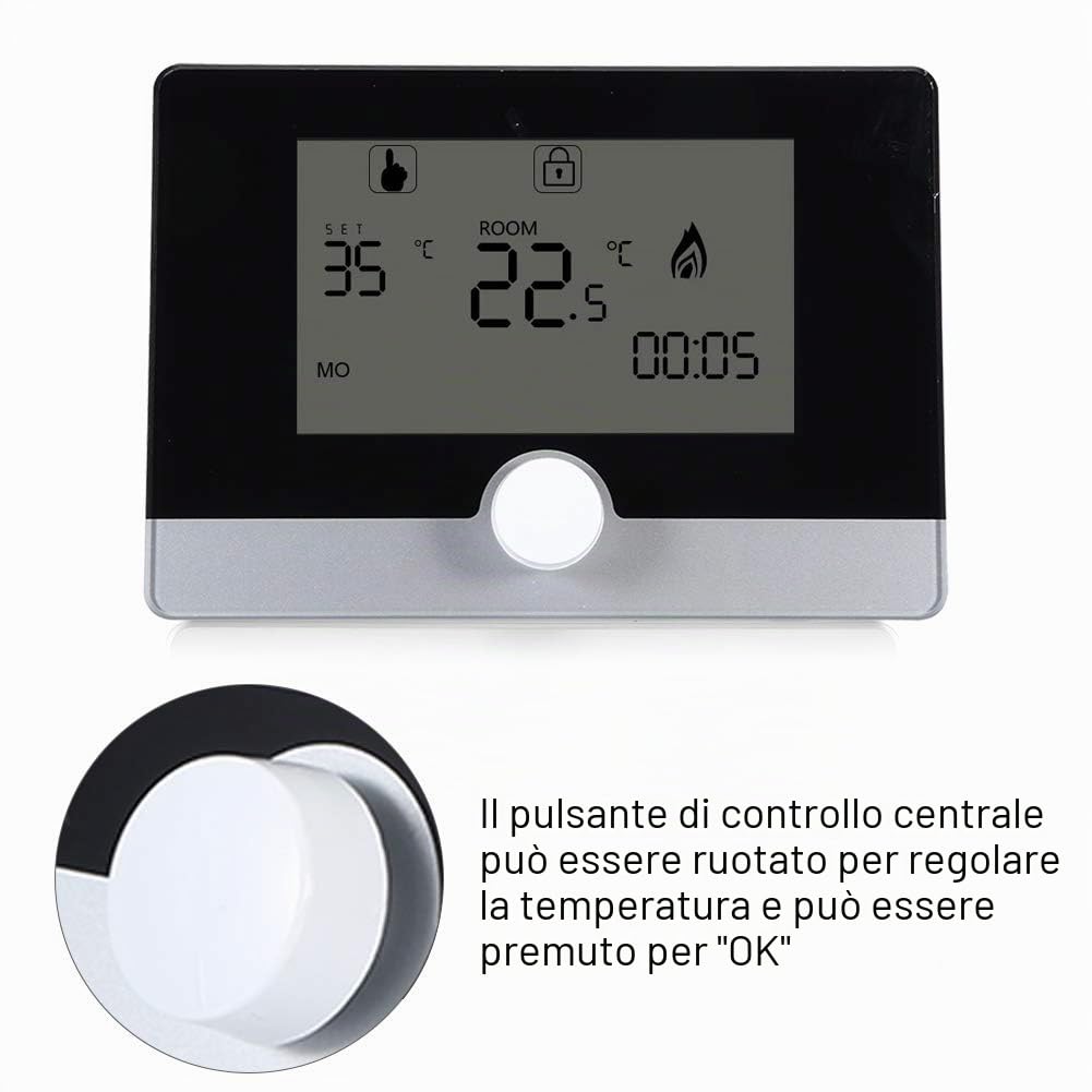Termostato Caldaia Hermann Saunier Duval Regolatore di Temperatura Programmabile per di Riscaldamento Sospeso Bo (BLACK)