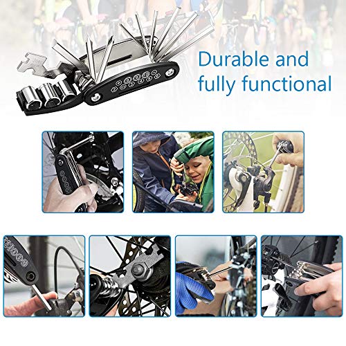 Greymond Bike Tool Kit,16 in 1 Multi-Function Bike Bicycle Repair Tool Kit,Bike Puncture Repair Kit with Patch Kit & Tire Levers,Bicycle Fix Tool Kit with Pouch - Image 6
