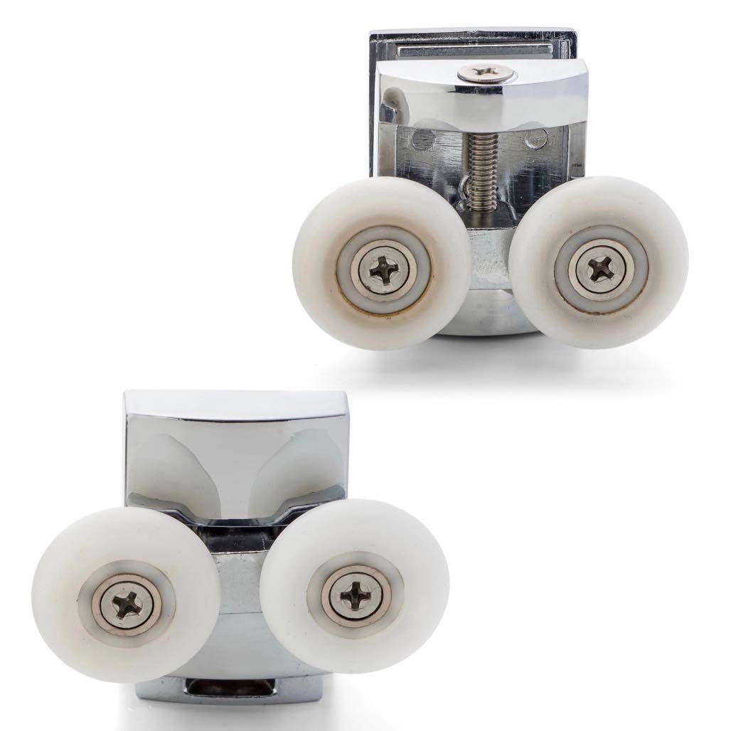 ShowerPart Twin/Double Shower Door Roller/Wheel/Runner L054, Diameter 25mm, Wheel Thickness 6mm, Chrome Plated Plastic Cover, Shower Door Replacement Parts, 4X