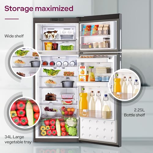 Image of Godrej 308L 2 Star|5 Years Comprehensive Warranty| | AI Powered | 4-in-1 Freezer Convertible| 95%+ Food Surface Disinfection| Frost Free Double Door Refrigerator (RF EON 331BN RCIT GR BK)