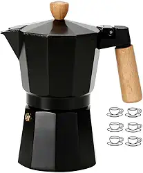 Cafeteira Preta de Fogão Moka Italiana Expresso Aluminio até 6 Xícaras - B2T