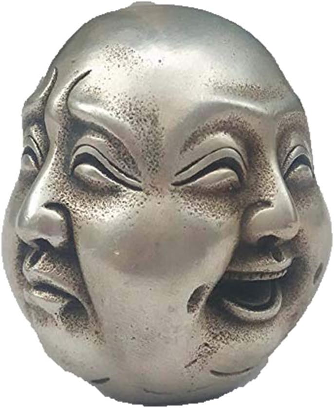 Fashion158 Metal Crafts tibetan silver 4 faces buddha head statue Tibet Silver bronze 8cm Decoration Crafts Statues