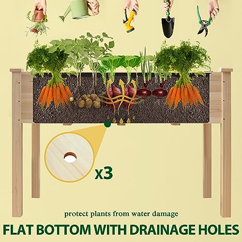Jardinera elevada para exteriores de madera natural de 120 x 57 x 75 cm 5
