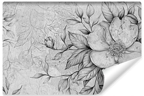 Image of Muralo - 3D Non-Woven Wallpaper - Photo Wallpaper 3D Effect - Wallpaper for Living Room Bedroom Wall Wallpaper - Photo Wallpaper - Flowers Concrete Look Motif - Width 450 cm x Height 300 cm