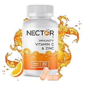 Nector Utsava Vitamin C Tablets with Amla & Zinc, Sugar Free Chewable Tablets in Orange flavor, Immunity Antioxidant…