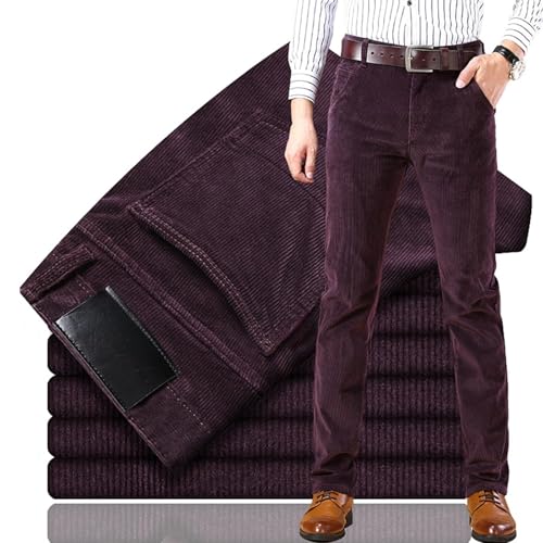 Men's Classic-Fit Corduroy Pant, Straight Fit Flat-Front Casual Chino Pants, Mens Black Dress Pants