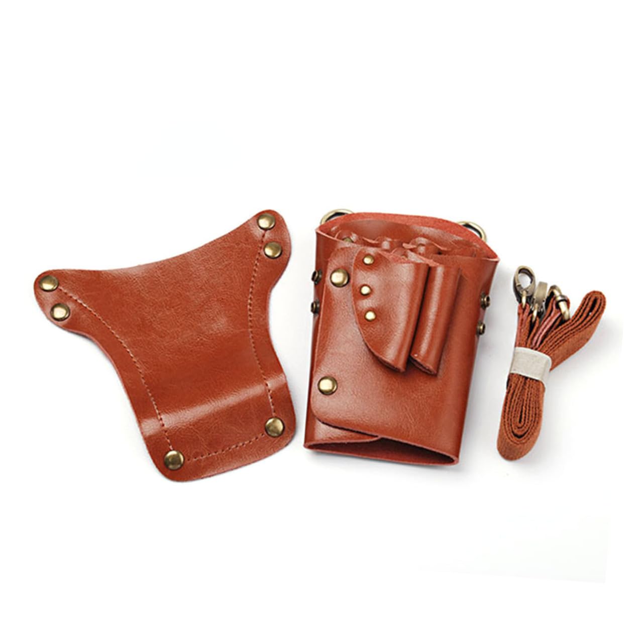Paquet Banane avec Ceinture Porte-outils en Cuir Marron pour Coiffeurs Étui Ciseaux Coiffure Multifonction Organisation Pratique en Salon de Coiffure