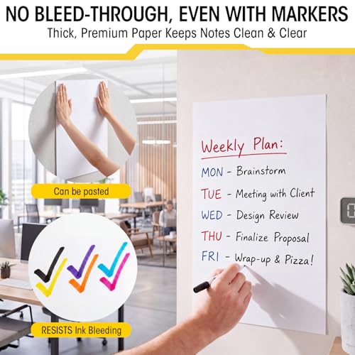 Affrolling 6 Packs Sticky Easel Pad Set, Self Stick Chart Paper with Adhesive Backing, 2 Large 25"x30" Flip Chart Pads & 4 Small 15"x18" Sheets for Teachers Classroom Meetings Workshops Presentations by Affrolling - Used condition - Image 5
