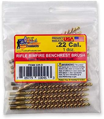 Pro-Shot .22 Cal. Rimfire Rifle Bore Brush Dozen Pack, Brass