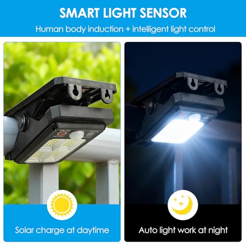 Clip On Solar Lights - Solar Lights Outdoor, LED Smart Sensor Security Light 3 Modes Waterproof Solar Flood Light Portable Security Lighting for Umbrella Garden Yard Fence Gate Patio - Image 3