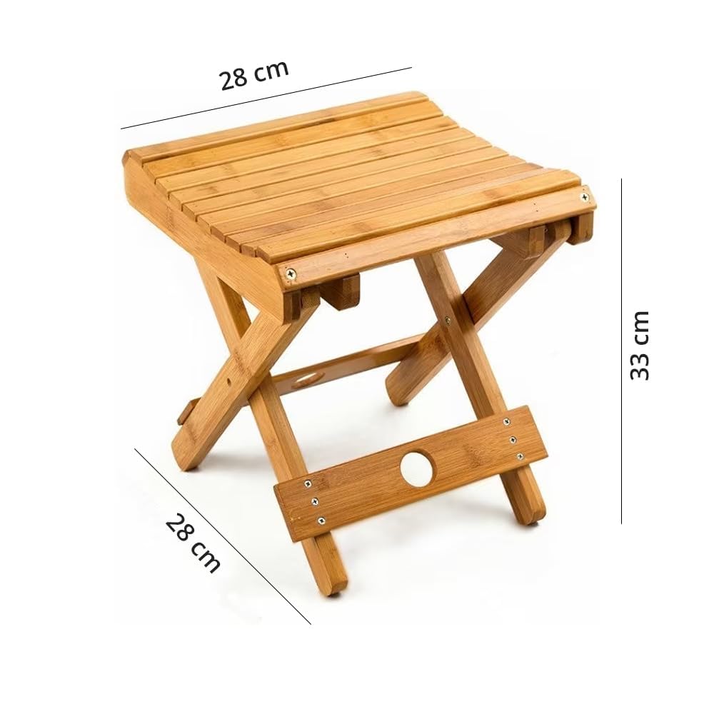 ZEONHAK 2-Pack Bamboo Step Stools - 12.3x9.4x13.2 Inch Natural Bamboo Foot Stool, Small Seat For Living Room, Bathroom, Garden (175 Lb Capacity) - View #6
