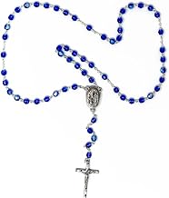 Lourdes Water Blue Bohemia Crystal Rosary Beads & Lourdes Prayer Card