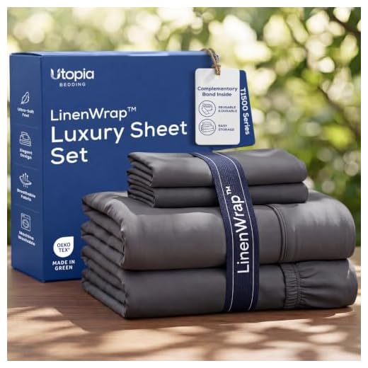 Utopia Bedding Queen Sheet Set – Brushed Microfiber – Ultra Soft Bed Sheets for Queen Size Bed Set – Deep Pocket, Wrinkle & Fade Resistant – Includes 1 Fitted, 1 Flat, 2 Pillowcases (Grey)
