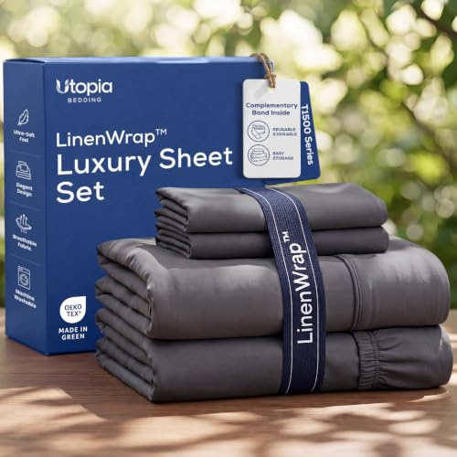 Image of Utopia Bedding Full Sheet Set 4 Piece Soft Sheets - Grey