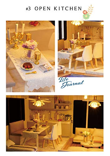Kisoy DIY Dollhouse Miniature Kit, Wooden Dollhouse Kit with Dust Proof Cover, Music Box and Led Light, Dollhouse Toys for Teen and Adult Gift (Time Apartment)