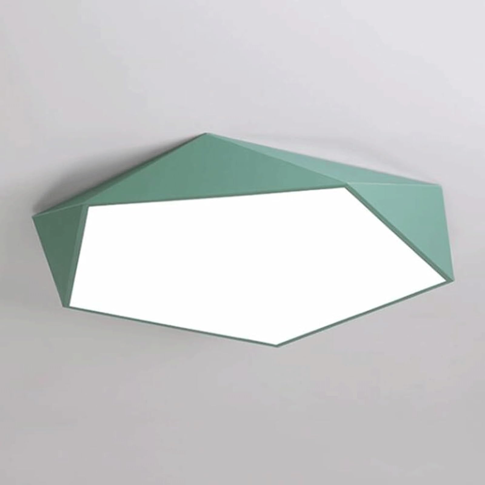 DUddTTW Pentagon Ceiling Light Fixture Geometric Ceiling Lamp Dimmable Close to Ceiling Light LED Flush Mount Lighting Chandelier Cream(Gr�n,50cm)