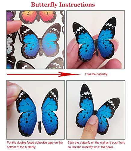80 Pcs Butterfly Wall Decals, 3D Butterfly Wall Decor Stickers For Home Wall Decor Room Nursery Decor #TOP6