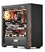 darkFlash DS900WS(2025) ATX PC Case, Genuine Walnut Wood, High Airflow, Pre-Install 4x120mm PWM ARGB Fans Computer Case, Mid-Tower Gaming PC Case, Type C Port, up to 360mm AIO(Black)