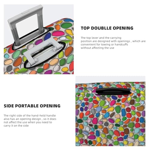 Pebble Colorful Background Luggage Cover Washable Elasticated Luggage Covers For Suitcase Tsa Approved Stylish Dust And Scratch Resistant Luggage Case Protector For Kids And Adults4