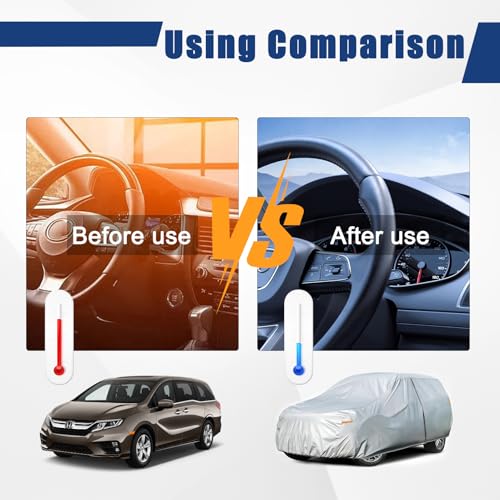 Image of Kayme 6 Layers Car Cover Custom Fit for Honda Odyssey (1999-2025) Waterproof All Weather for Automobiles, Outdoor Full Cover Rain Sun UV Protection.Silver