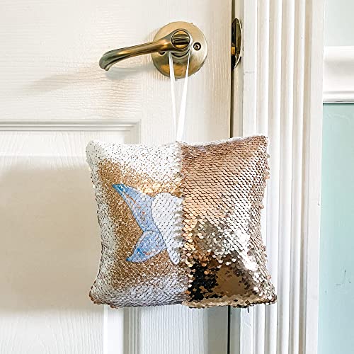 Image of Tooth Fairy Pillow Kit for Girls and Boys - Tooth Fairy Evidence Kit with Tooth Fairy Bag - Multi Color Reversible Sequin and Large Pocket - Tooth Pillow with Letter & 2 Customizable Certificates