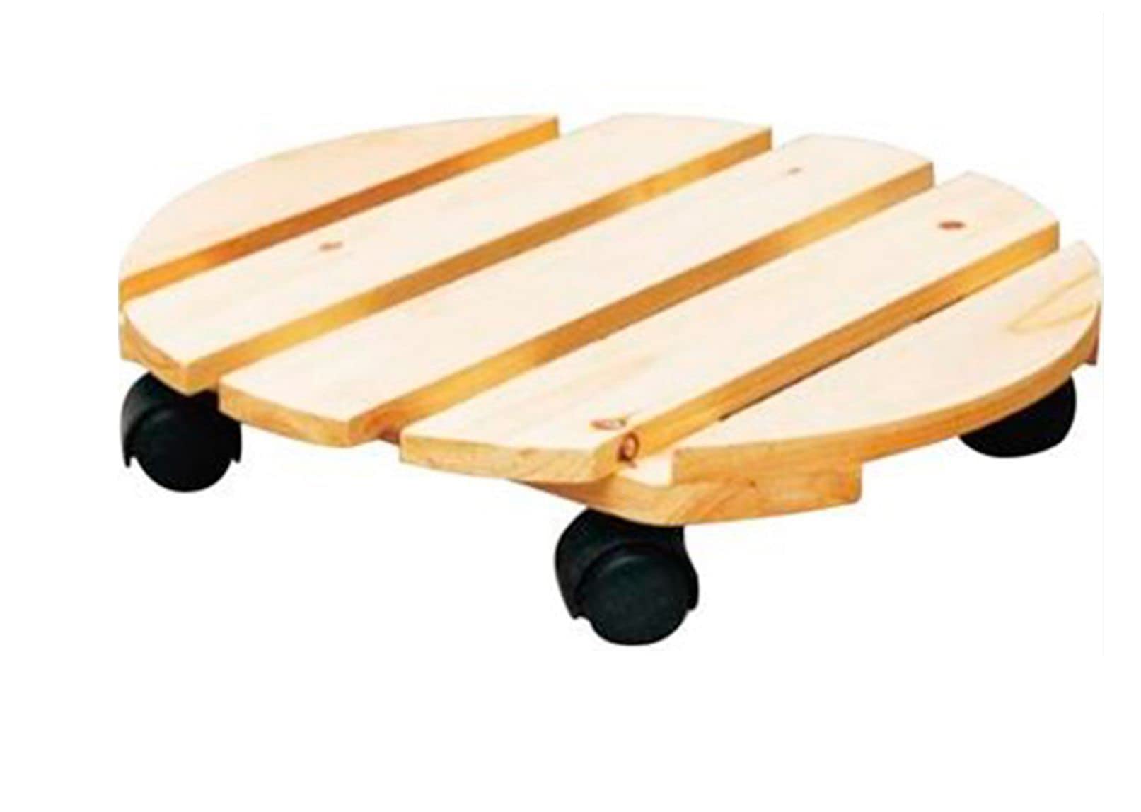 SWR Carrito Madera para Plantas, Carrito Soporte Maceta Resistente, Rodillo Redondo para Plantas con 4 Ruedas Giratorias, Carrito para Exterior/Interior 24 Ancho x 24 Largo X 7 Altura CM