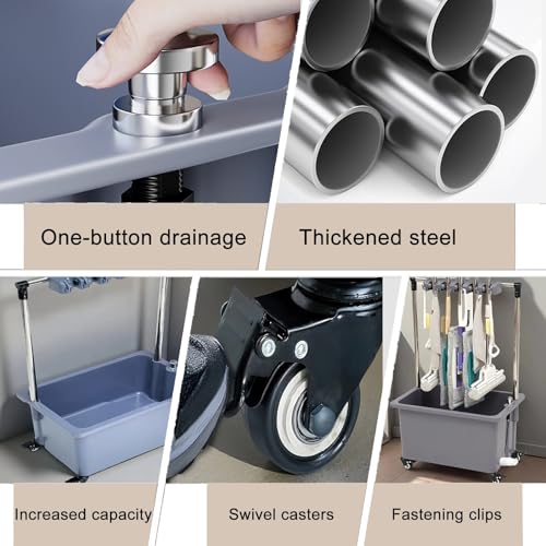 Station de nettoyage mobile pour buanderie et chariot à linge robuste de salle de bain