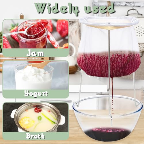 Haawooky DWI4-3 2 Pack White & Silver Strainer Stand,Strainer Stand With 4 Reusable Staining Bags,Reusable Food Filter Bag Jelly Bags thumb #3