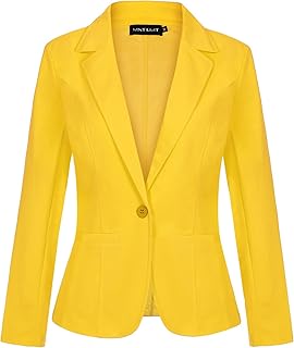 Blazer para mujer, chaqueta de un botón, con solapa con muescas, elegante, ajuste delgado, manga larga