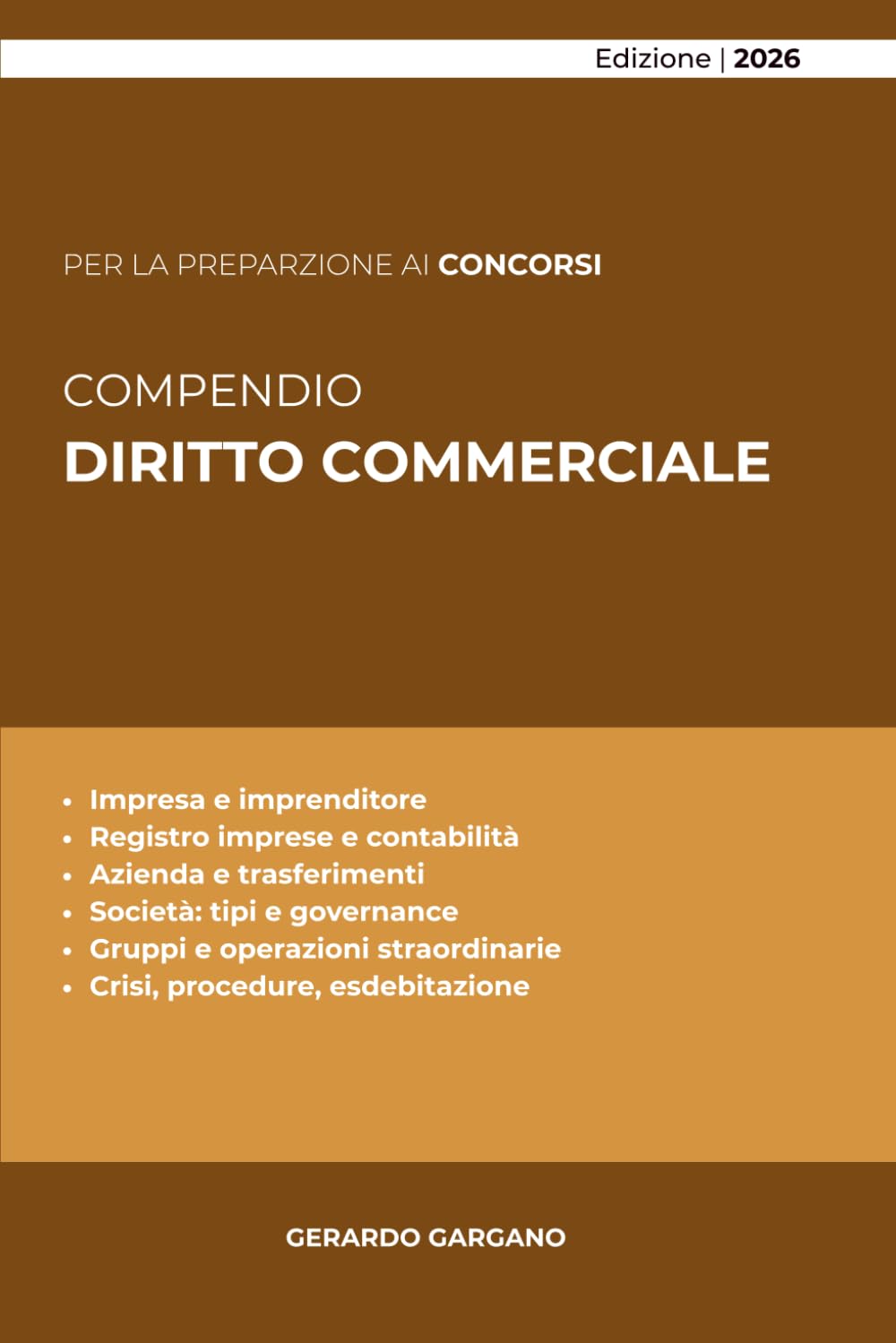 COMPENDIO DIRITTO COMMERCIALE: Impresa, società, mercato e crisi: istituti fondamentali, norme essenziali e collegamenti sistematici