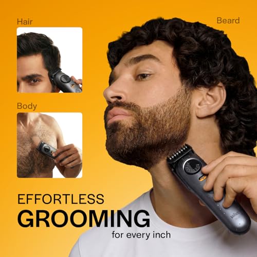 Image of Gillette Series 5 All-in-One Beard & Body Trimmer for Man (by Braun) | 40 length settings for Face, Body, Head & Private Parts | Sensitive Body Comb for body grooming | 7-In-1 on top Attachments | 120 Min Runtime | 5 Min Quick Charge | 100% Waterproof