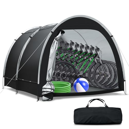 Image of Outdoor Storage Tent - Bike Tent Waterproof, Upgraded Larger 6.6x8.0x5.6ft Garage Shelters, Bicycle Tent Sheds with Dual-Doors for Motorcycle, Lawn Mower, Garden Tools, Bike Storage /Bike Sheds - Large