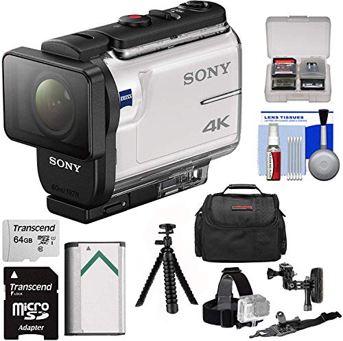 Sony Action Cam FDR-X3000 Wi-Fi GPS 4K HD Video Camera Camcorder with Arm & Helmet Mounts + 64GB Card + Battery + Case + Flex Tripod + Kit